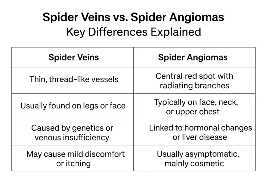 Professionals Distinguish Between Spider Veins and Spider Angiomas Crawley Crawley